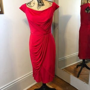 Tadashi Collection Red Drape Front Sheath Dress